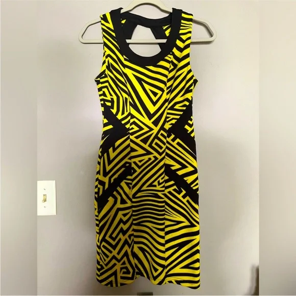 kardashian kollection bodycon dresses Kardashian Kollection Dress Womens XS Black Faux Leather Trim Bodycon  Sheath